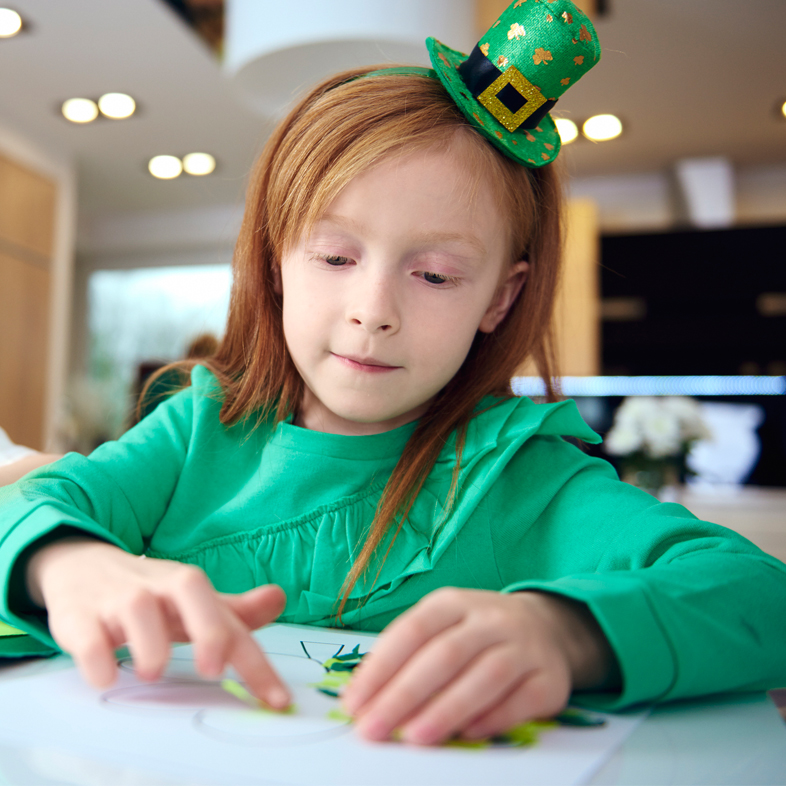 Child working on St. Patricks day activity